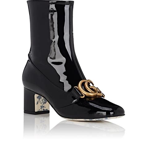 gucci black patent print boots|Gucci ankle boots women.